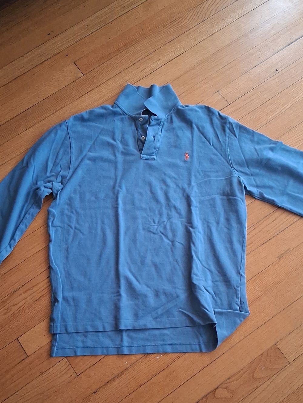Polo by Ralph Lauren Long-Sleeve Polo in Sky Blue with Red Pony